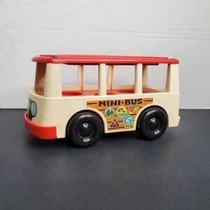 Fisher Price Little People Mini Bus 1969 White with Red Top FP141